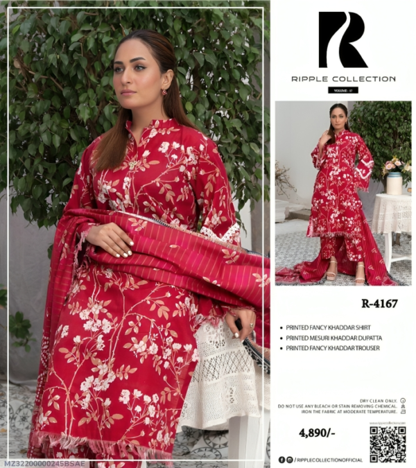 Women Khaddar Printed Suit 3 Pieces